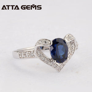 Planet Gates Blue Sapphire Silver Ring 1.5 Carats Sapphire Solid Silver Ring Brief And Fashion Design