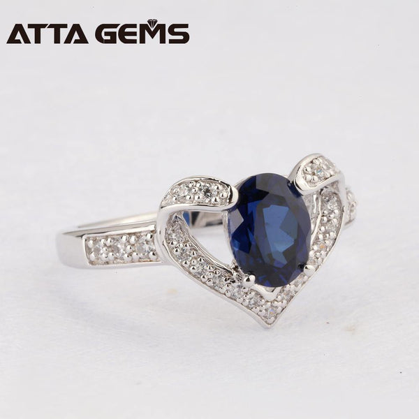 Planet Gates Blue Sapphire Silver Ring 1.5 Carats Sapphire Solid Silver Ring Brief And Fashion Design
