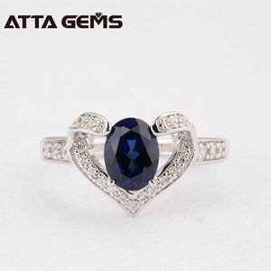 Planet Gates Blue Sapphire Silver Ring 1.5 Carats Sapphire Solid Silver Ring Brief And Fashion Design