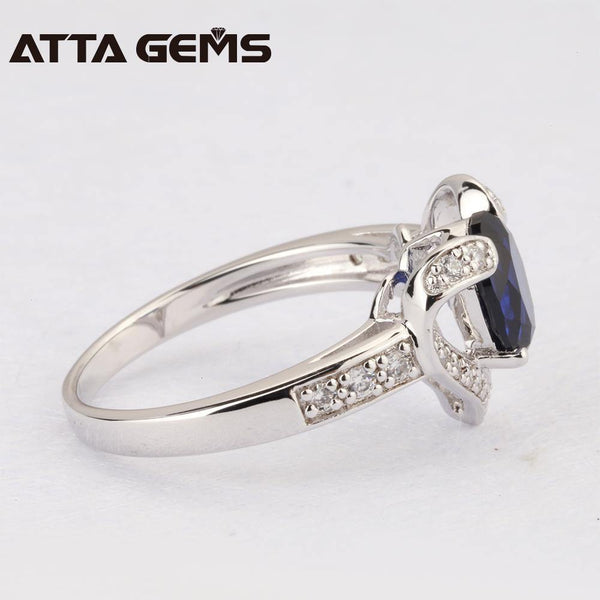 Planet Gates Blue Sapphire Silver Ring 1.5 Carats Sapphire Solid Silver Ring Brief And Fashion Design