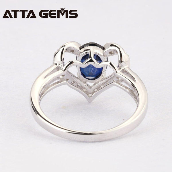 Planet Gates Blue Sapphire Silver Ring 1.5 Carats Sapphire Solid Silver Ring Brief And Fashion Design