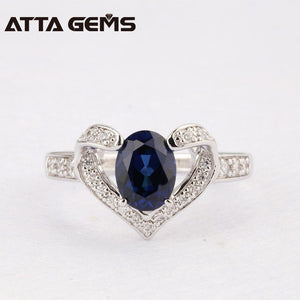 Planet Gates Blue Sapphire Silver Ring 1.5 Carats Sapphire Solid Silver Ring Brief And Fashion Design