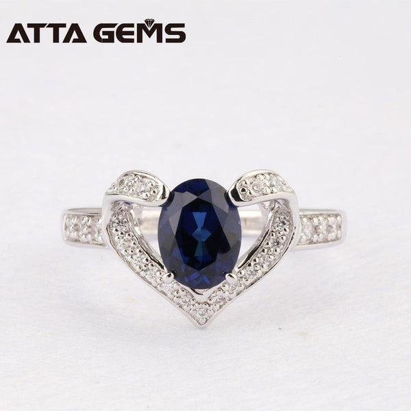 Planet Gates Blue Sapphire Silver Ring 1.5 Carats Sapphire Solid Silver Ring Brief And Fashion Design