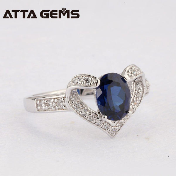 Planet Gates Blue Sapphire Silver Ring 1.5 Carats Sapphire Solid Silver Ring Brief And Fashion Design