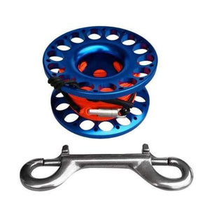 Planet Gates Blue Scuba Diving Dive Swim Aluminum Alloy Finger Reel Spool with 15m Line Bolt Snap Swimming Diving Accessories