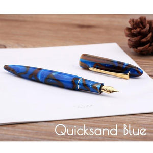 Planet Gates Blue sea quicksand Acrylic Fountain Pen Iridium Fine Nib Converter Pens Luxury Gift Chic Wedding Signing Pen With Box