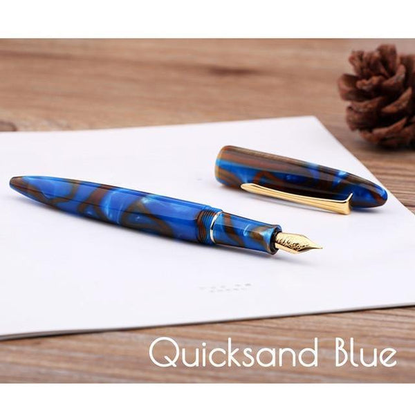 Planet Gates Blue sea quicksand Acrylic Fountain Pen Iridium Fine Nib Converter Pens Luxury Gift Chic Wedding Signing Pen With Box