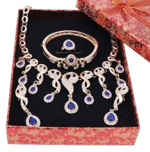 Planet Gates Blue Set Add Box Jewelry Sets For Women Dress Accessories Wedding Bridal Necklace Earrings Bracelet Ring Sets