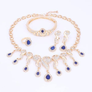 Planet Gates Blue Set Jewelry Sets For Women Dress Accessories Wedding Bridal Necklace Earrings Bracelet Ring Sets
