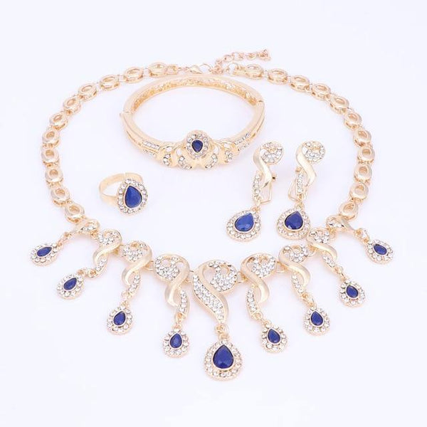 Planet Gates Blue Set Jewelry Sets For Women Dress Accessories Wedding Bridal Necklace Earrings Bracelet Ring Sets