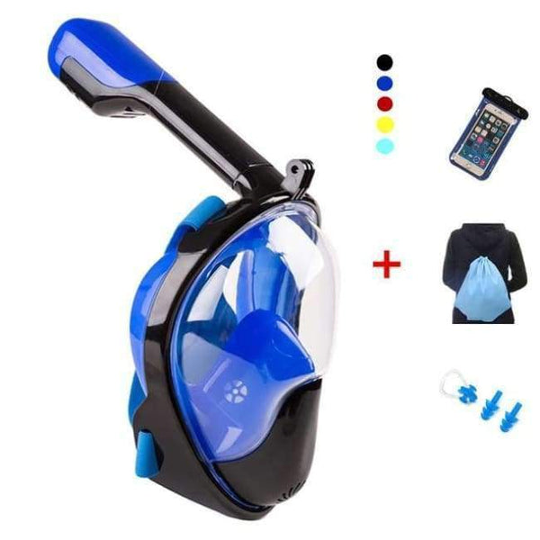 Planet Gates Blue SET / S/M Mask Scuba Mask Underwater Anti Fog Full Face Snorkeling Mask Women Men Swimming Snorkel Diving Equipment