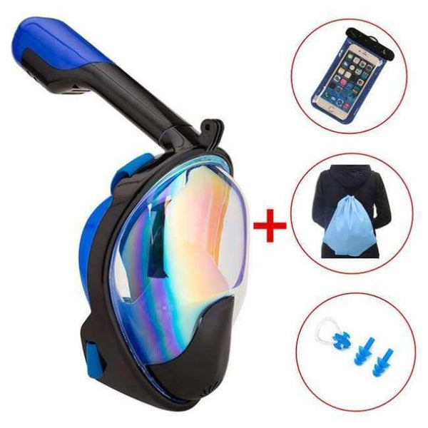 Planet Gates Blue set / S/M Mask Scuba Mask Underwater Anti Fog Full Face Snorkeling Mask Women Men Swimming Snorkel Diving Equipment