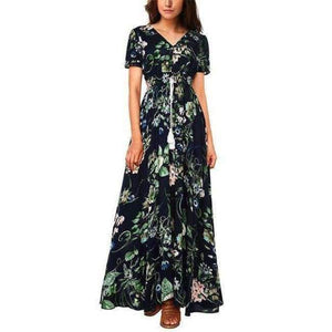 Planet Gates Blue Short / S Brand Long Maxi Dress Print Plus Size Sexy Casual Summer Beach Clothes Women Vestidos Render Elegant Robe Boho Party Club Dress