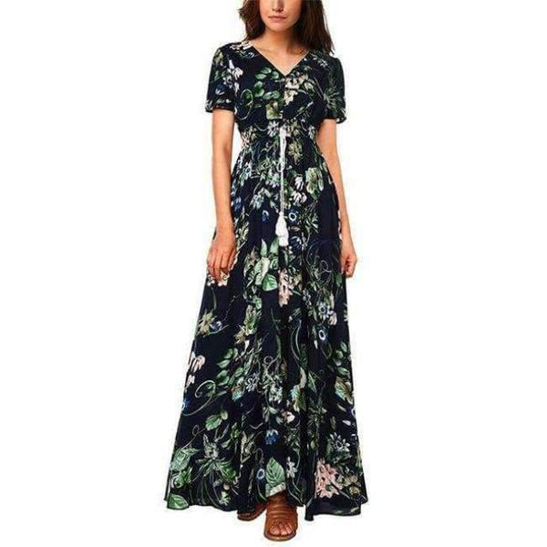 Planet Gates Blue Short / S Brand Long Maxi Dress Print Plus Size Sexy Casual Summer Beach Clothes Women Vestidos Render Elegant Robe Boho Party Club Dress