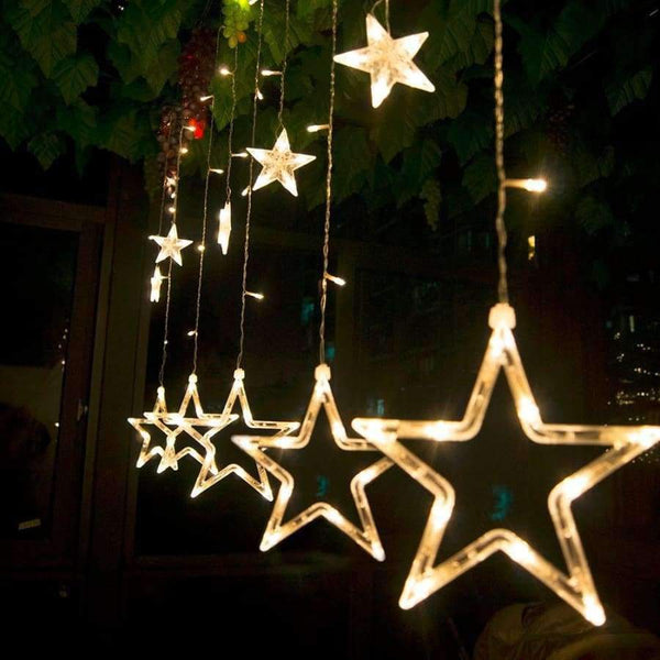Planet Gates Blue / small stars Led Christmas Lights AC 220v LED Star Curtain Light Holiday lights for Party/New year Decoration Christmas Lights