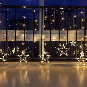 Planet Gates Blue / small stars Led Christmas Lights AC 220v LED Star Curtain Light Holiday lights for Party/New year Decoration Christmas Lights