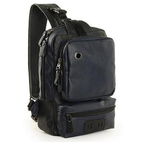 Planet Gates blue / Standard Size Men's Shoulder Bag Vintage Men Crossbody Bag Men Chest Bags Casual Fashion PU Leather Men Messenger Bag