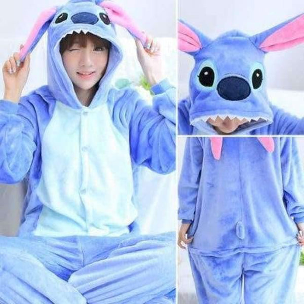 Planet Gates Blue Stitch / S Adult/Kids Winter Woman whole Pajamas Animals Unicorn Costume  Fancy Animal Anime Cosplay One piece Jumpsuit Halloween Onesie