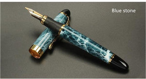 Planet Gates Blue Stone Fountain pen Full metal Golden Clip luxury pens Jinhao 450 Caneta Stationery Office