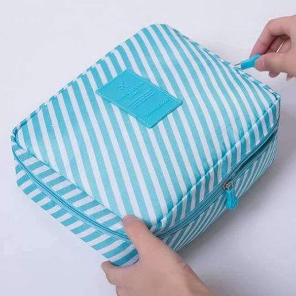 Planet Gates Blue stripes Makeup bag Cosmetic bag Case Make Up Organizer Toiletry Storage Neceser Rushed Floral Nylon Zipper New Travel Wash pouch