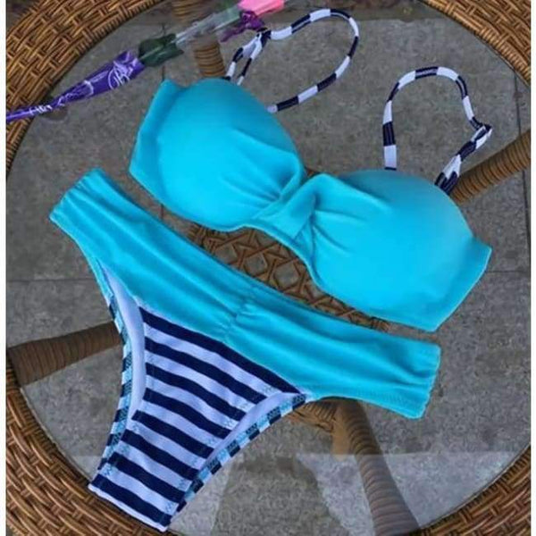 Planet Gates Blue Stripes / S S-XXL Swimwear Women Brazilian Bikini Push Up Swimsuit Female Biquini Women Swim Suit Beachwear Swimming Bathers