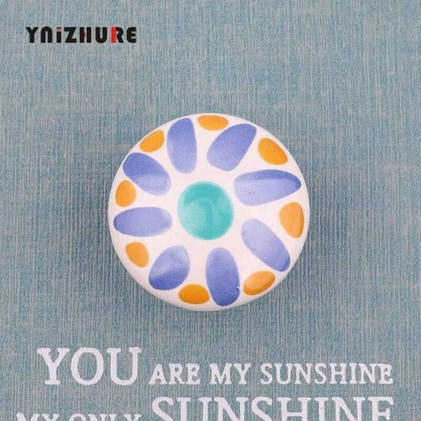 Rural Acme Nordic Style Ceramic Single Cartoon Round  Wardrobe Kitchen Garden Door Handle Modern Cabinet Handle