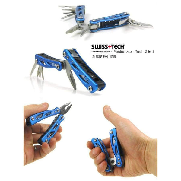Swiss Tech Pocket Multi-tool 12-in-1 Pliers Folding Knife EDC Outdoor Camping Equipment Survival Screwdriver Travel Kits Gear