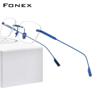 Planet Gates Blue Titanium Glasses Frame Men 2021 New Women Rimless Prescription Square Eyeglasses Frameless Myopia Optical Eyewear F85643