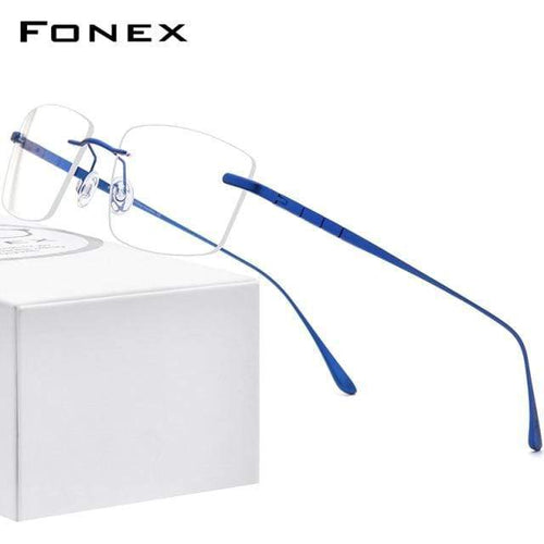 Planet Gates Blue Titanium Glasses Frame Men Rimless Prescription Square Eyeglasses 2021 Women Frameless Myopia Optical Eyewear 8555
