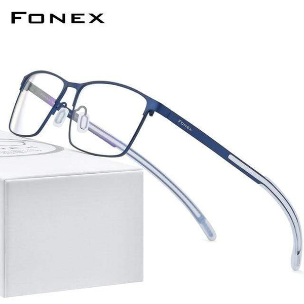Planet Gates Blue Titanium Glasses Frame Men Square Myopia Optical Prescription Eyeglass Frame Man 2020 Antiskid Silicone Eyewear 8521