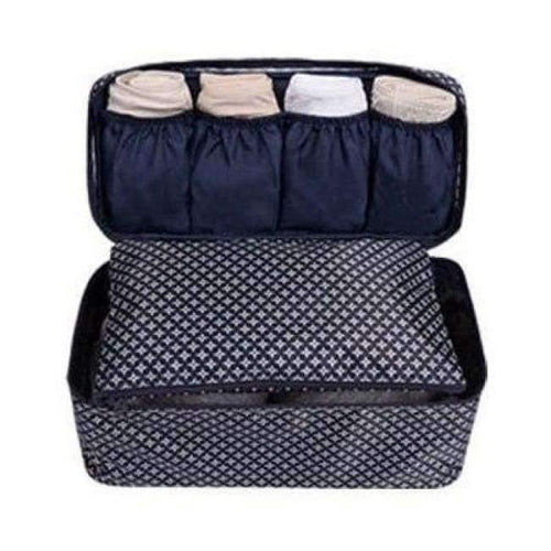 Planet Gates Blue Travel Stroage Bag Lady Make up cosmetic Toiletries Clothes Bra organization Weekend Overnight Underwear Accessories