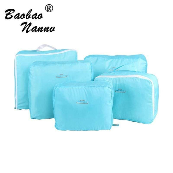 Planet Gates Blue travelling bag 5 PCS/Set Fashion Durable Waterproof Polyester Travel Bags For Men Women Luggage Underwear Clothing Sorting Bag Packing Cubes