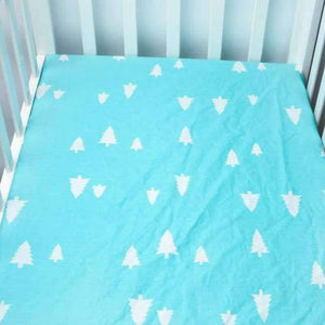 Planet Gates blue trees Baby Crib Fitted Sheet 100% Cotton Infant Bed Mattress Cover Baby Bedding Set Cartoon Toddler Girls Boys Bedding Size 130*70cm