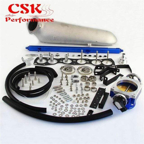 Planet Gates BLUE Turbo Intake Manifold & 90mm Throttle Body With TPS Sensor & Fuel Rail Fits For  93-98 TOYOTA SUPRA 2JZ-GTE 2JZGTE JZA80