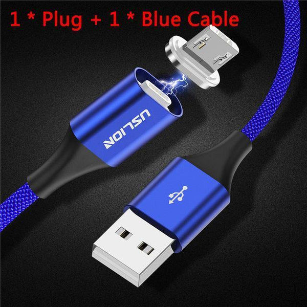 Planet Gates Blue / Type C USLION 3A Magnetic Cable USB Type C Micro USB Cable for Samsung Xiaomi Huawei 1M Fast Charging USB C Phone Magnet Charger Cabo
