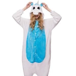 Planet Gates Blue unicorn / S Animal Pajamas Flannel Winter Women Men Unicorn Stitch Panda Pikachu Onesie Sleep lounge Sleepwear