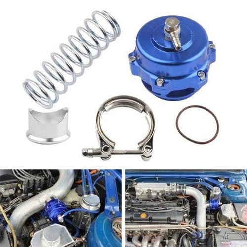 Planet Gates Blue Universal Jdm 50mm V Band Blow Off Valve BOV Q Series Air Relief Valve w/ Weld On Aluminum No Logo for Tial Flange