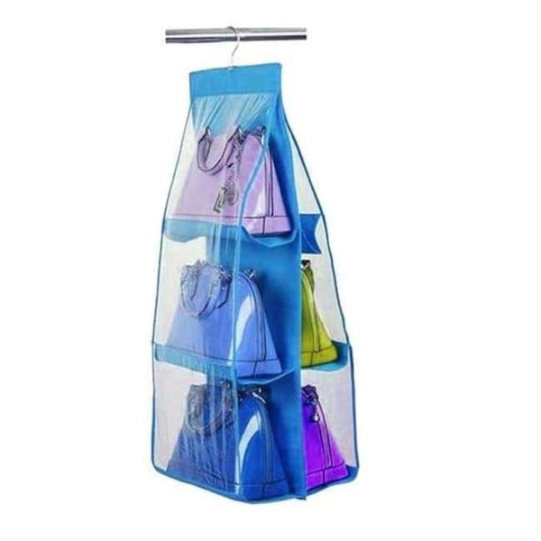 Planet Gates Blue Urijk 6 Pockets Hanging Storage Bag Purse Handbag Tote Bag Shoes Storage Organizer Rack Hanger Storage Accessories Drop Shipping