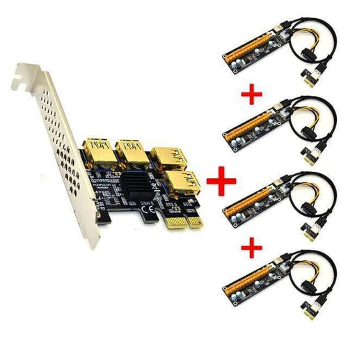 Planet Gates Blue USB 3.0 PCI-E Express 1x to 16x Riser Card Adapter PCIE 1 to 4 Slot PCIe Port Multiplier Card for BTC Bitcoin Miner Mining