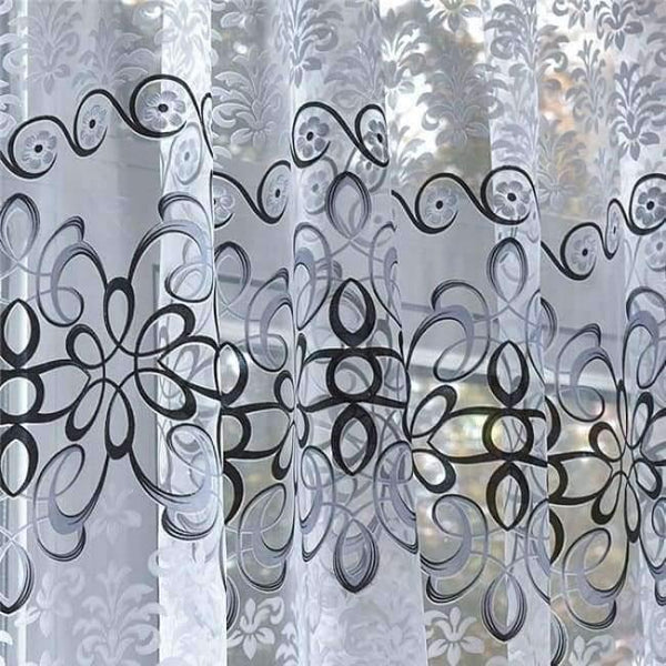 Planet Gates blue / W100xL130cm / 1 rings top Floral sheer tulle window curtains for living room the bedroom modern tulle curtains for window curtain fabric blinds drapes