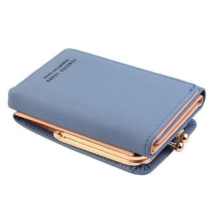 Planet Gates Blue Wallet Women  Lady Short Women Wallets Crown Decorated Mini Money Purses Small Fold PU Leather Female Coin Purse Card Holder
