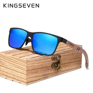 Planet Gates Blue Walnut Wood Wood Men Sunglasses Polarized Wooden Sun Glasses for Women Mirror Lens Handmade Fashion UV400 Eyewear Accessories