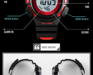 Planet Gates Blue watch Outdoor Sport Kids Watches Sports Digital Wristwatches Fashion Life Waterproof PU Wristband Children Watch relogio 1485