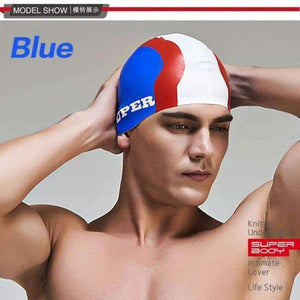 Planet Gates Blue Water man swimming caps silicone boys 2016 new blue bathing cap male adult professional waterproof ear Sale