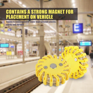 Waterproof 16 LED Roadway Safety Warning Traffic Light Signal Lamp with 9 Flash Patterns Orange Blue Yellow - Planet Gates