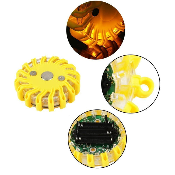 Planet Gates Blue Waterproof 16 LED Roadway Safety Warning Traffic Light Signal Lamp with 9 Flash Patterns Orange Blue Yellow