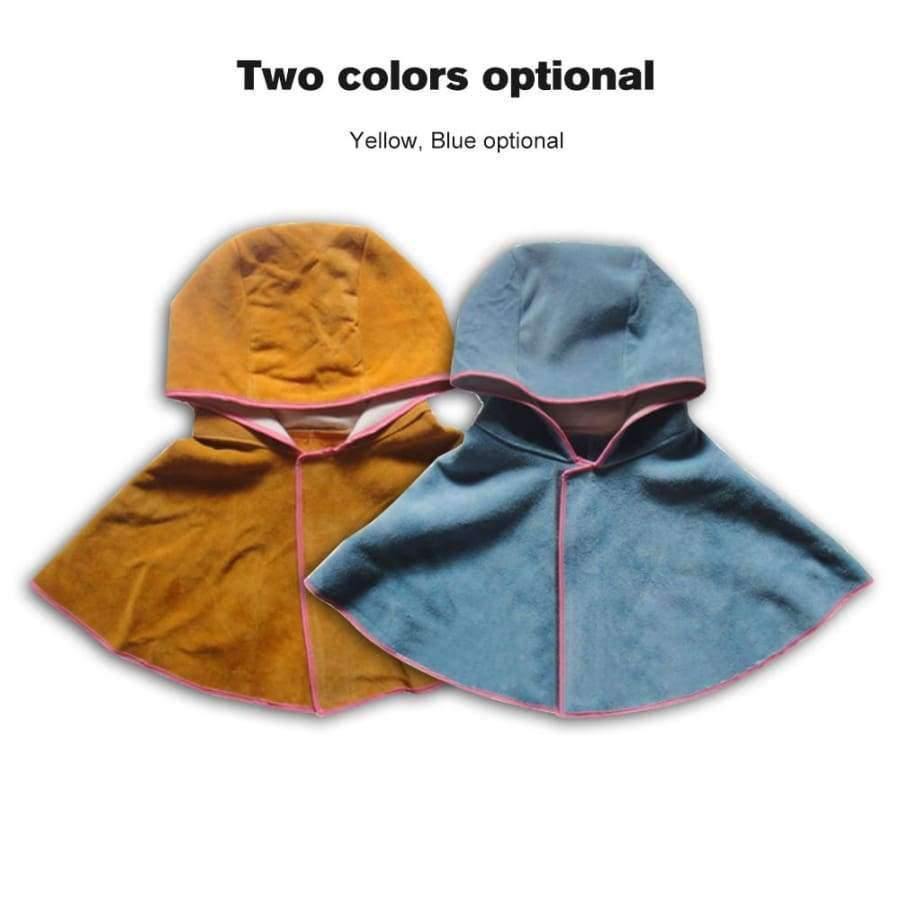 Planet Gates Blue Wear-resistant Cowhide Welding Hat Cloak of Welder Clothing High Temperature Resistant Welder Working Head Shoulder Protective