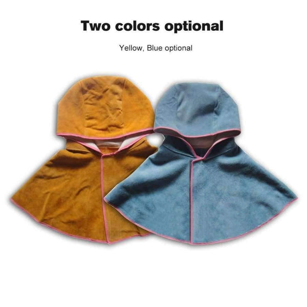 Planet Gates Blue Wear-resistant Cowhide Welding Hat Cloak of Welder Clothing High Temperature Resistant Welder Working Head Shoulder Protective