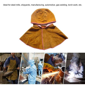 Planet Gates Blue Wear-resistant Cowhide Welding Hat Cloak of Welder Clothing High Temperature Resistant Welder Working Head Shoulder Protective