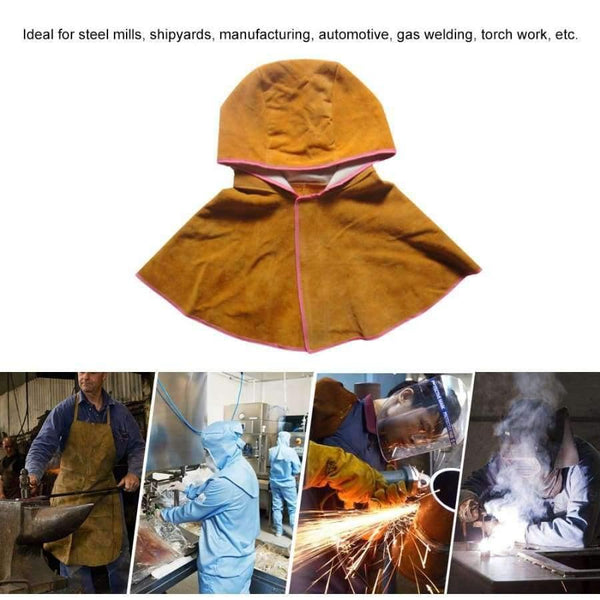 Planet Gates Blue Wear-resistant Cowhide Welding Hat Cloak of Welder Clothing High Temperature Resistant Welder Working Head Shoulder Protective